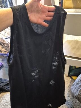 Prince Peter Collection Black Distressed Muscle Tank